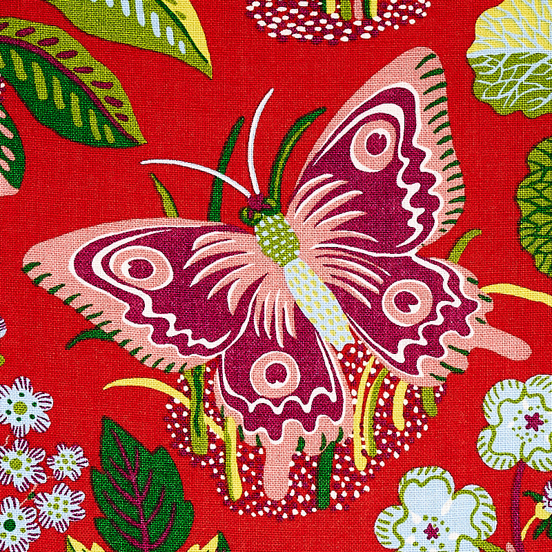 Schumacher Exotic Butterfly Red Fabric 176180