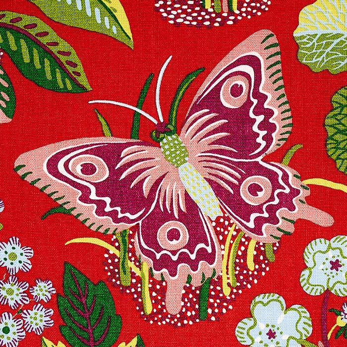 Schumacher Exotic Butterfly Red Fabric 176180