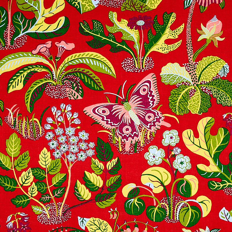 Schumacher Exotic Butterfly Red Fabric 176180