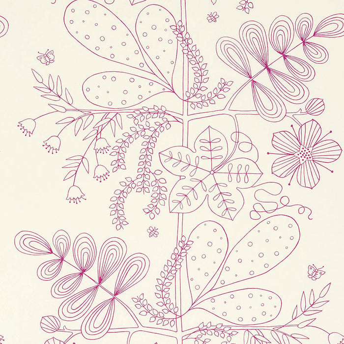 Schumacher Blommen Print Fuchsia Fabric Sample 176202