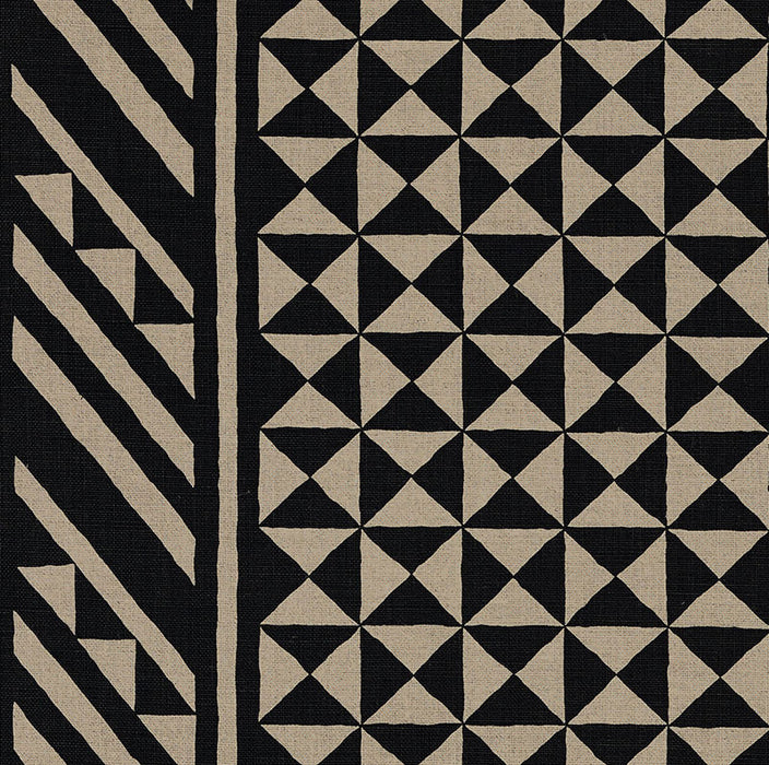 Schumacher Nuba Black On Natural Fabric 176300