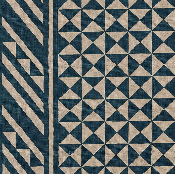 Schumacher Nuba Indigo On Natural Fabric 176302