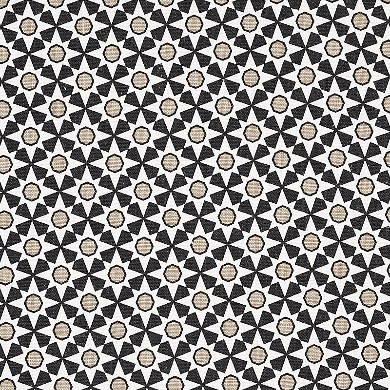 Schumacher Serendipity Black & Taupe Fabric 176421