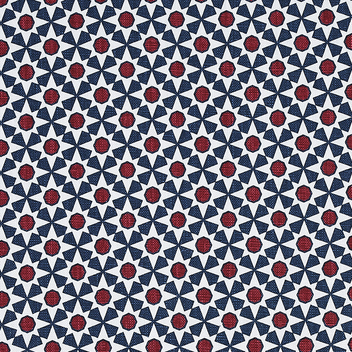 Schumacher Serendipity Navy & Red Fabric Sample 176423