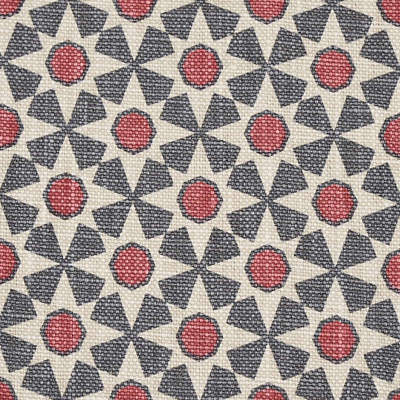 Schumacher Serendipity Slate & Rouge Fabric 176424