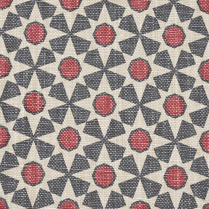 Schumacher Serendipity Slate & Rouge Fabric Sample 176424