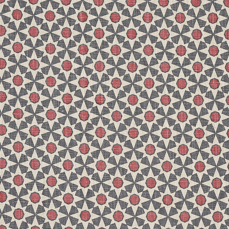 Schumacher Serendipity Slate & Rouge Fabric 176424