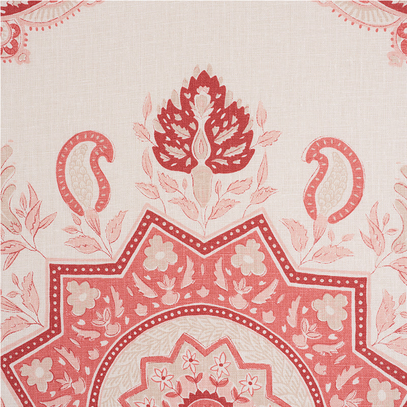 Schumacher Montecito Medallion Faded Red Fabric 176483