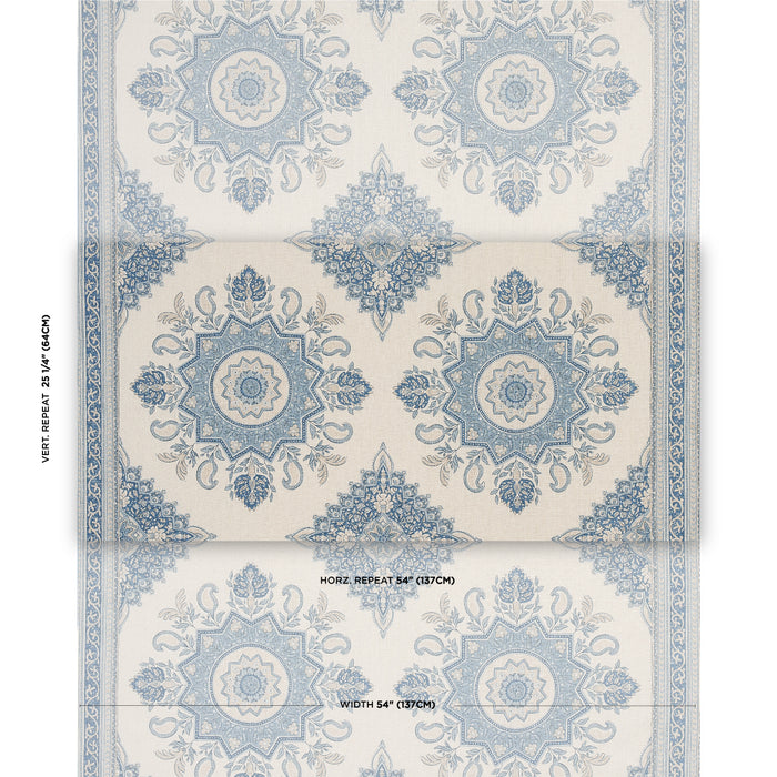 Schumacher Montecito Medallion China Blue Fabric Sample 176484