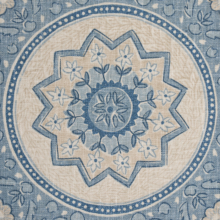 Schumacher Montecito Medallion China Blue Fabric Sample 176484