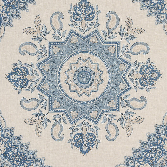 Schumacher Montecito Medallion China Blue Fabric Sample 176484