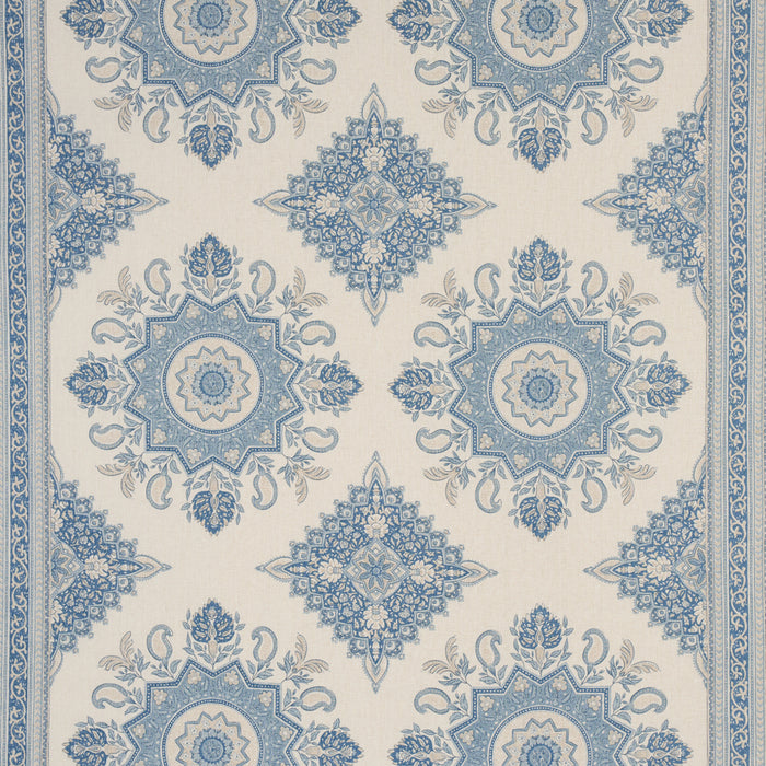 Schumacher Montecito Medallion China Blue Fabric Sample 176484