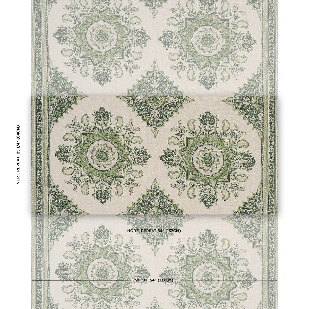 Schumacher Montecito Medallion Leaf Green Fabric 176485