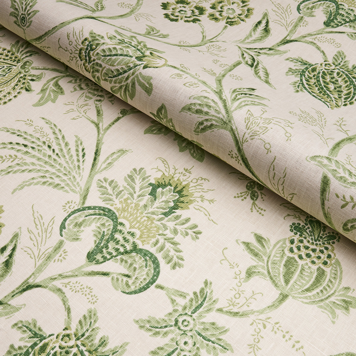 Schumacher Chinoiserie Vine Leaf Green Fabric Sample 176492