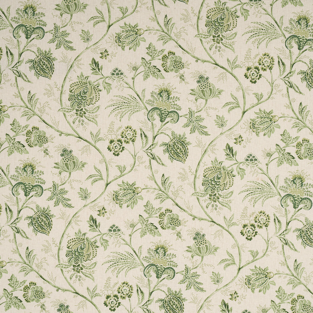 Schumacher Chinoiserie Vine Leaf Green Fabric 176492