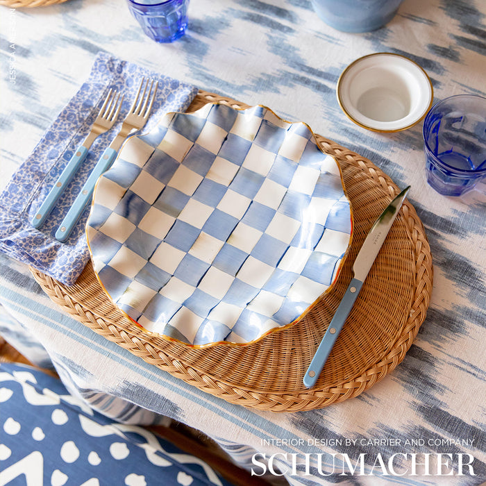 Schumacher Santa Monica Ikat Indigo Fabric 176502