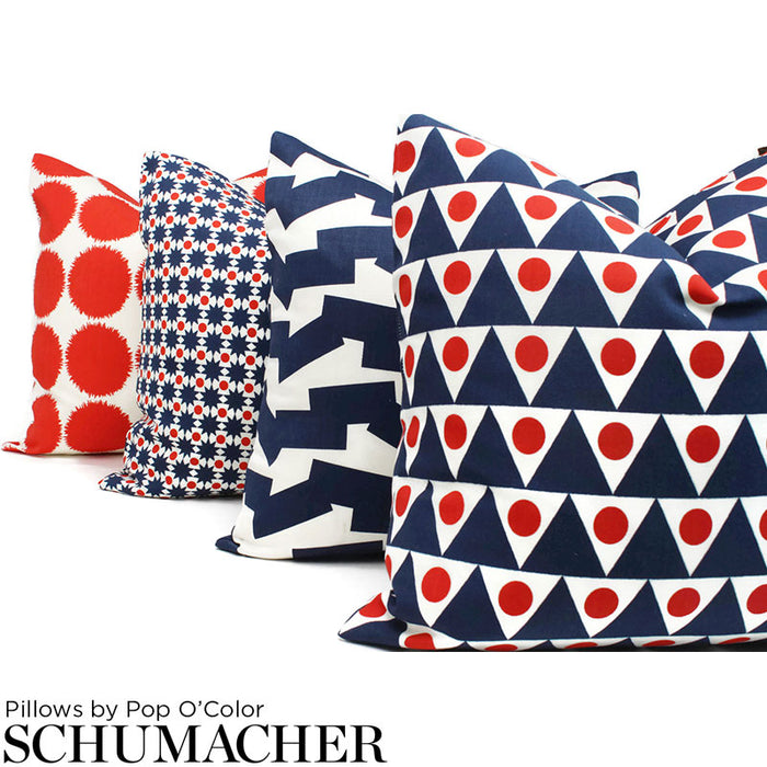 Schumacher Pennant II Indoor/Outdoor Navy & Red Fabric 176642