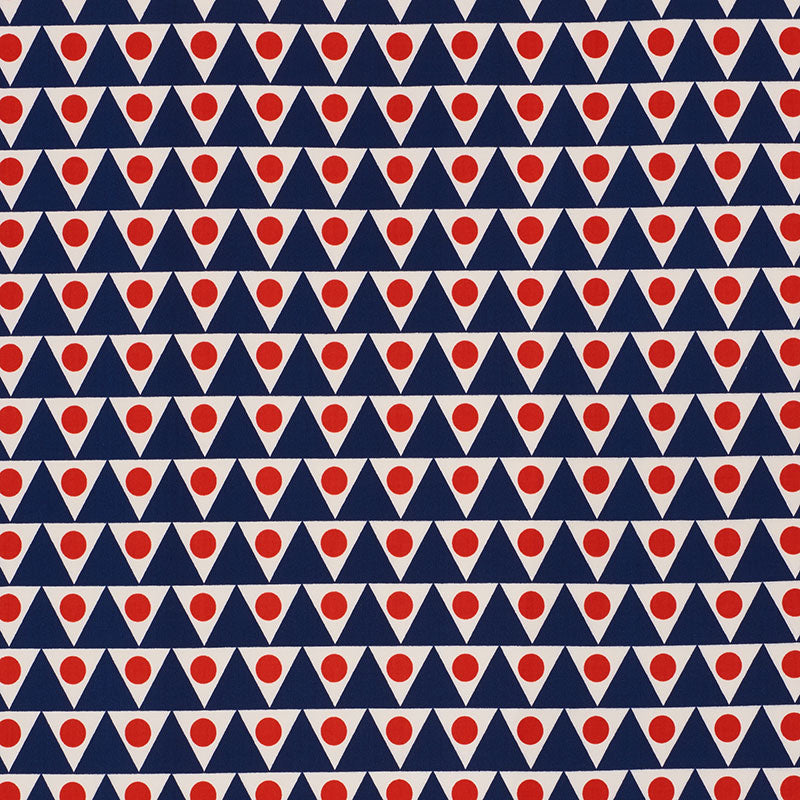 Schumacher Pennant II Indoor/Outdoor Navy & Red Fabric 176642