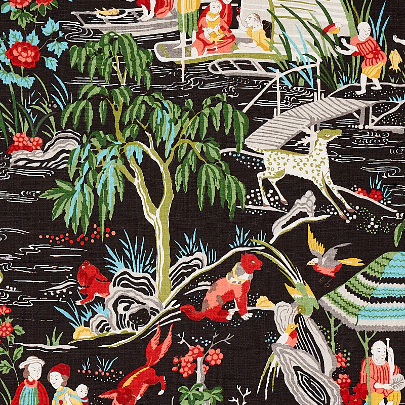 Schumacher Yangtze River Onyx Fabric 176771