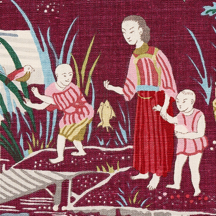 Schumacher Yangtze River Aubergine Fabric Sample 176772