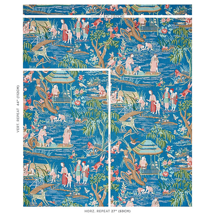 Schumacher Yangtze River Peacock Fabric 176775