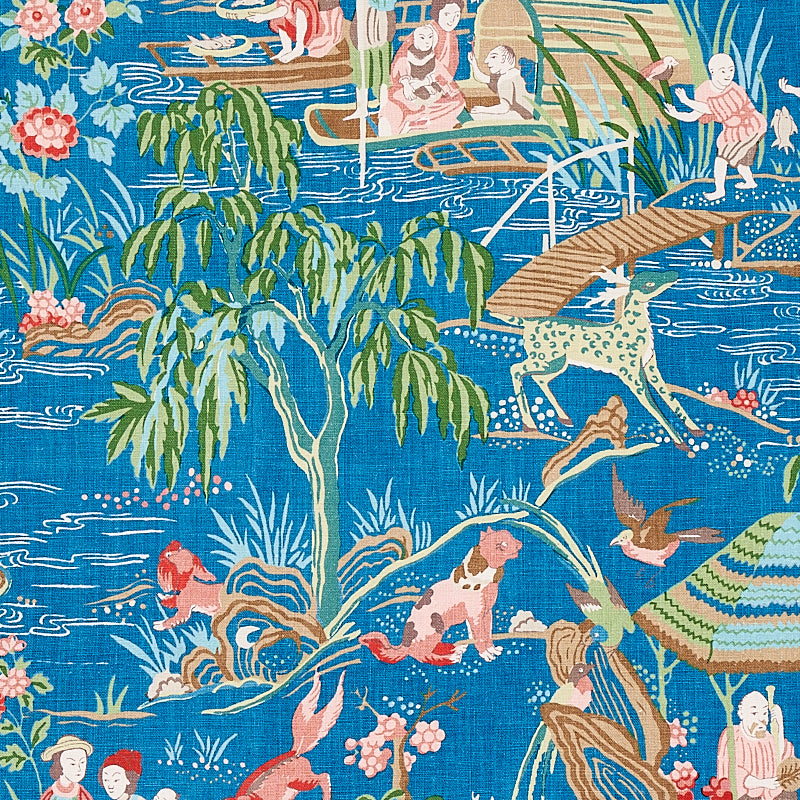 Schumacher Yangtze River Peacock Fabric 176775