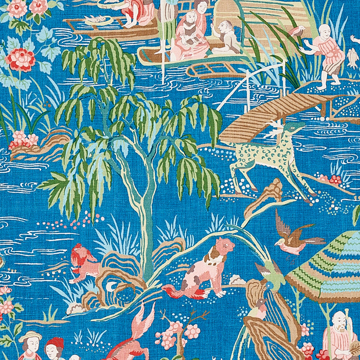 Schumacher Yangtze River Peacock Fabric 176775