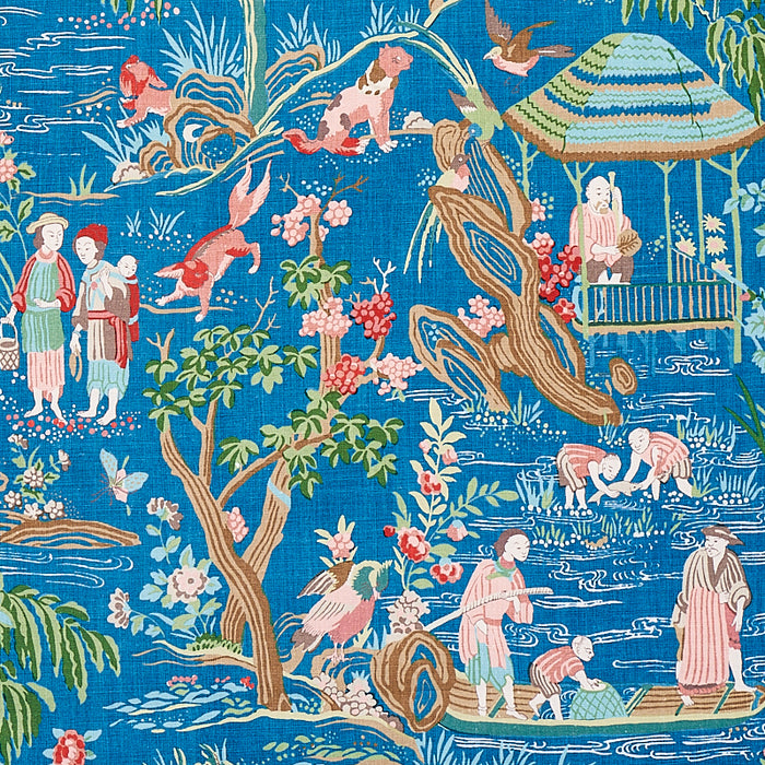 Schumacher Yangtze River Peacock Fabric 176775