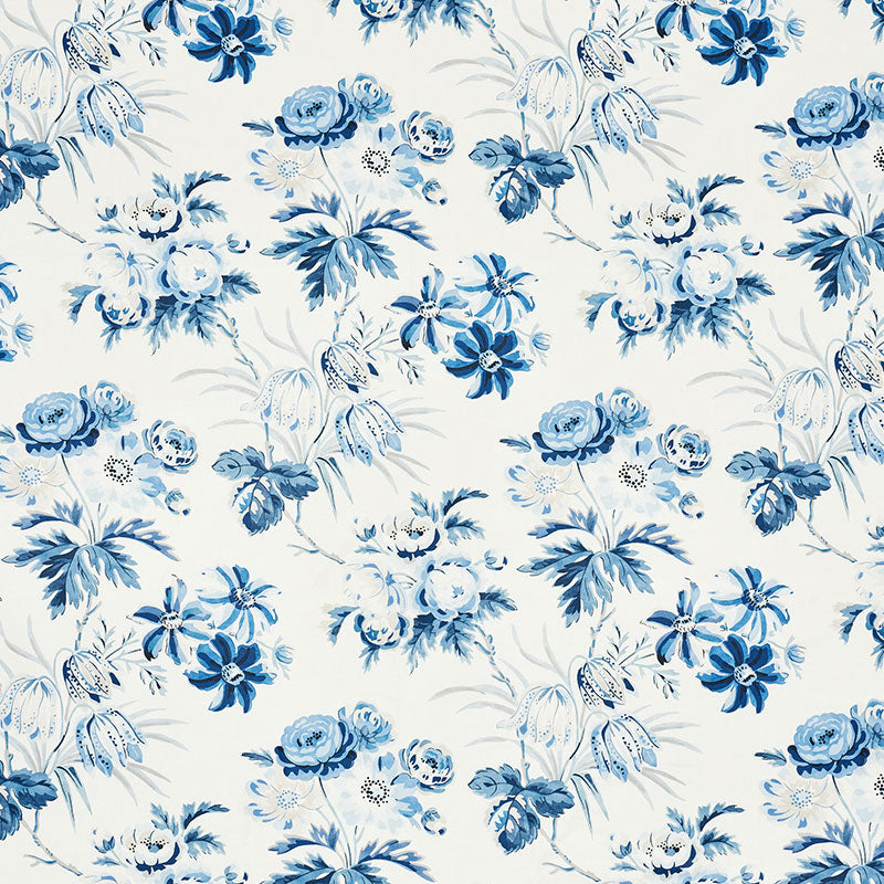 Schumacher Cecil Chintz Delft Fabric Sample 176812