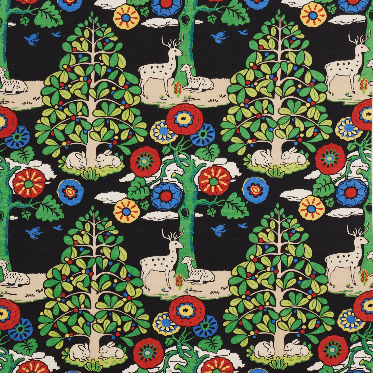 Schumacher Fantasy Forest Black & Multi Fabric 176971