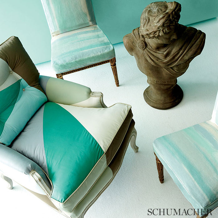 Schumacher Watercolor Aqua Fabric Sample 177170