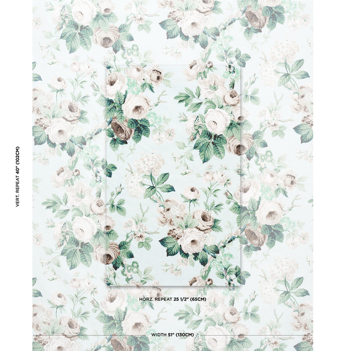 Schumacher Nancy Floral Seafoam Fabric Sample 177204