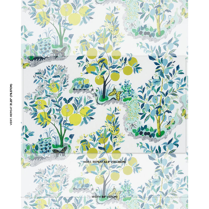 Schumacher Citrus Garden Indoor/Outdoor Pool Fabric Sample 177331