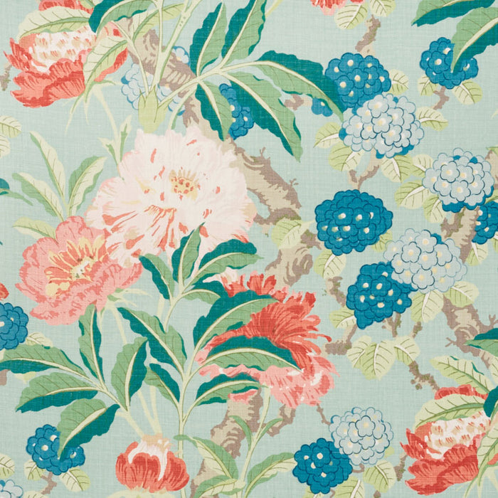 Schumacher Enchanted Garden Aqua Fabric 177390