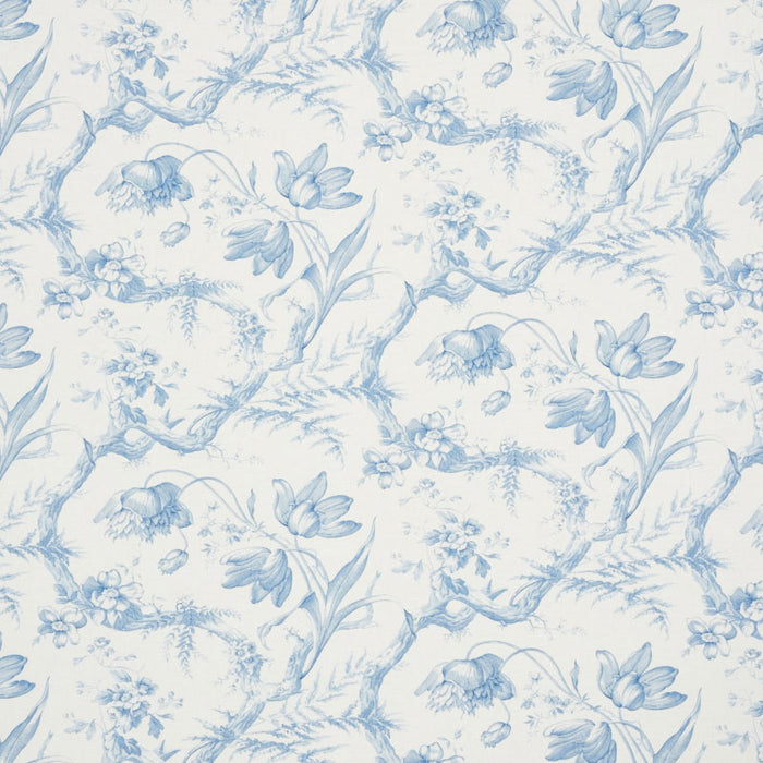 Schumacher Toile De Fleurs Delft Fabric Sample 177400