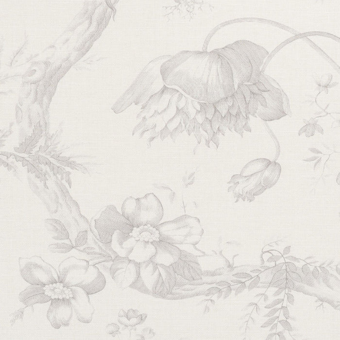 Schumacher Toile De Fleurs Grisaille Fabric 177401