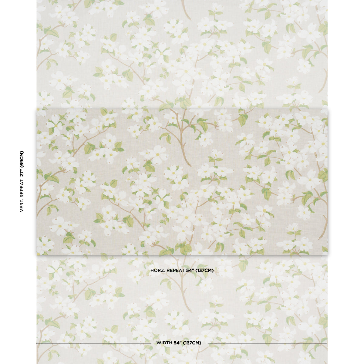 Schumacher Blooming Branch Dove Fabric Sample 177414