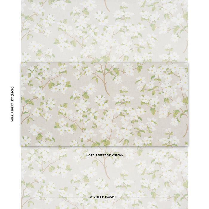 Schumacher Blooming Branch Dove Fabric 177414