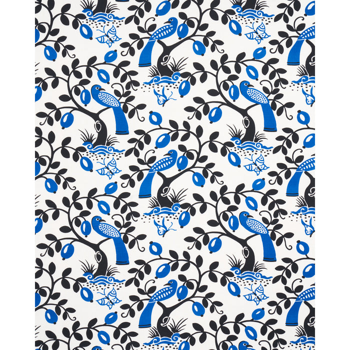 Schumacher Olive Tree Black & Blue Fabric 177470