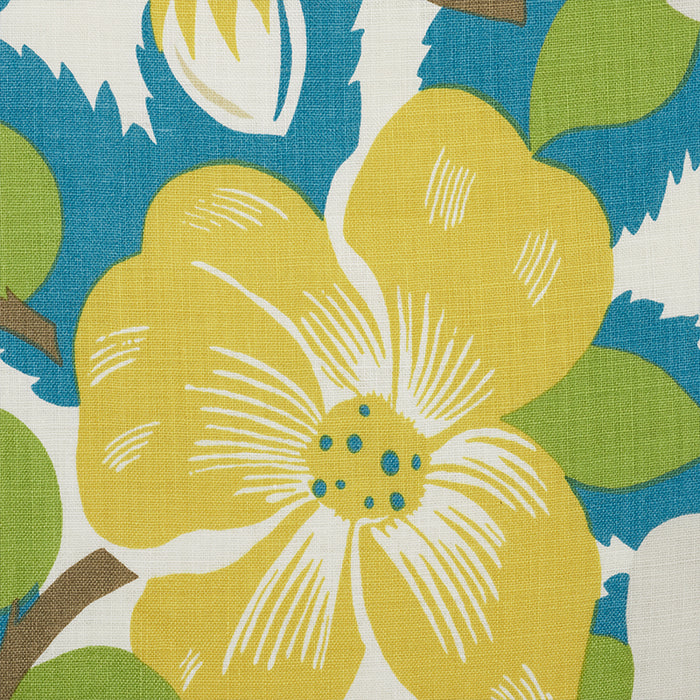 Schumacher Magnolias Citron & Peacock Fabric 177560