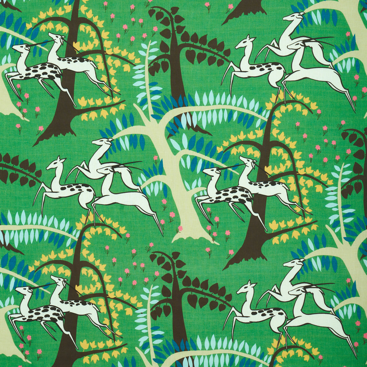 Schumacher Antelopes Jade Fabric 177570