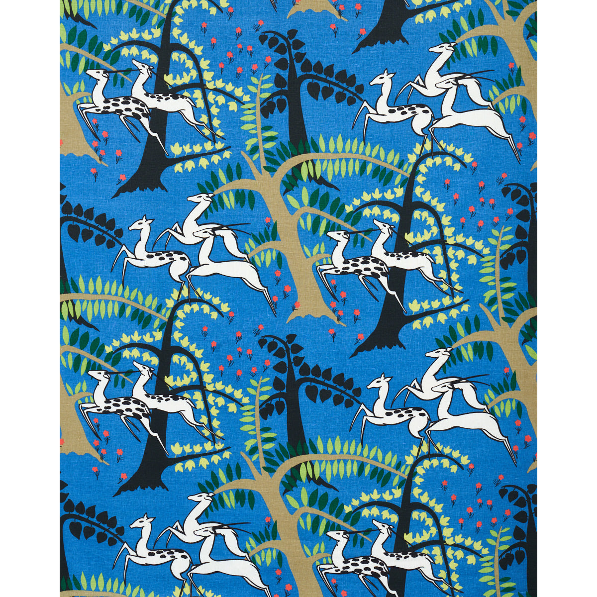 Schumacher Antelopes Cobalt Fabric 177572