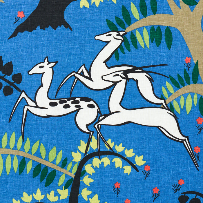 Schumacher Antelopes Cobalt Fabric 177572