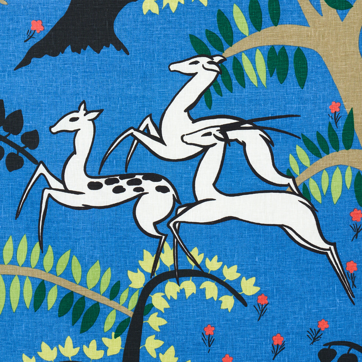 Schumacher Antelopes Cobalt Fabric Sample 177572