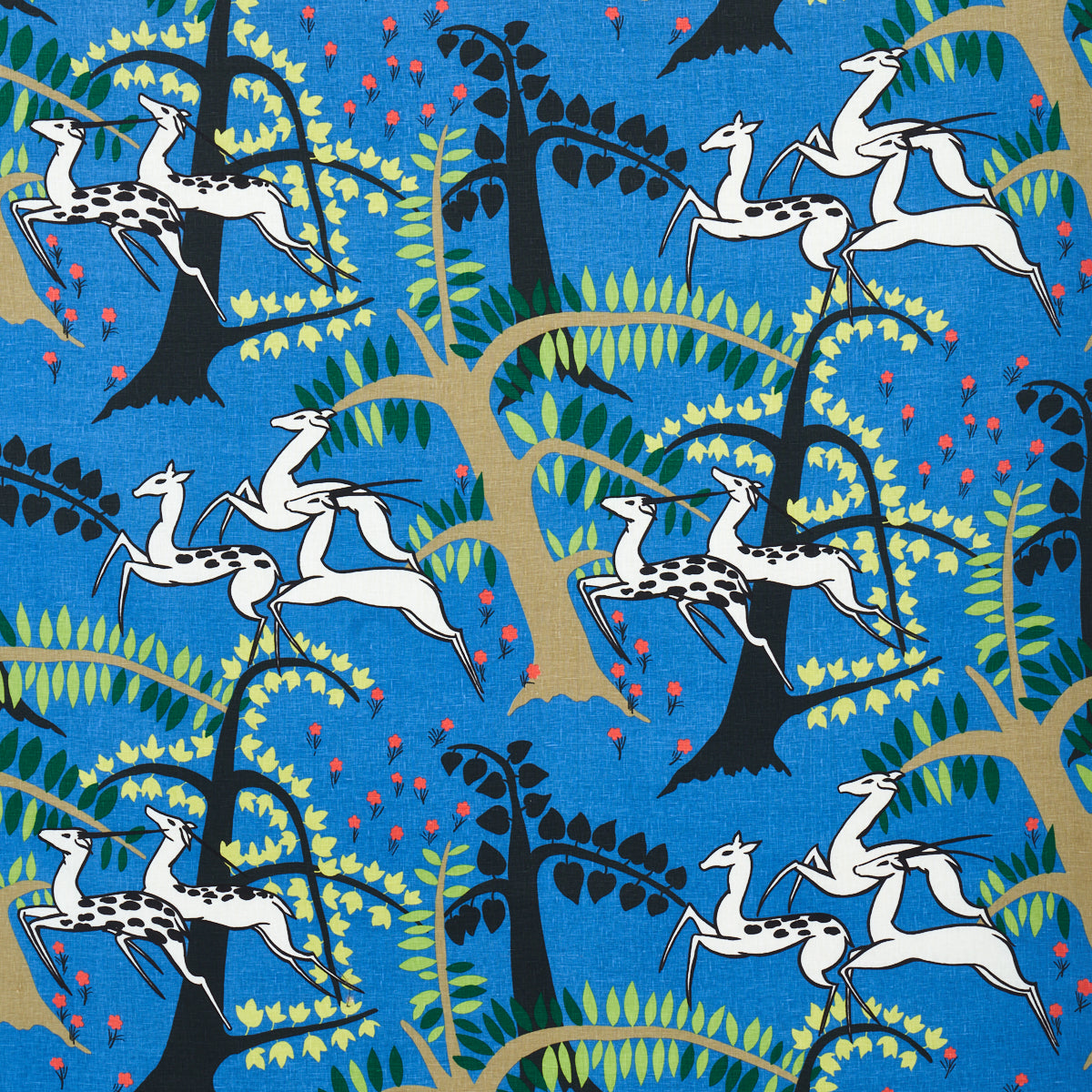 Schumacher Antelopes Cobalt Fabric 177572