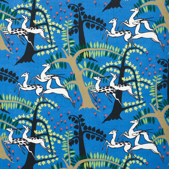 Schumacher Antelopes Cobalt Fabric Sample 177572