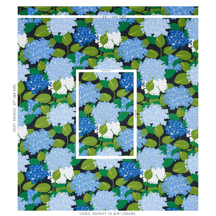 Schumacher Hydrangea Document Fabric Sample 177580