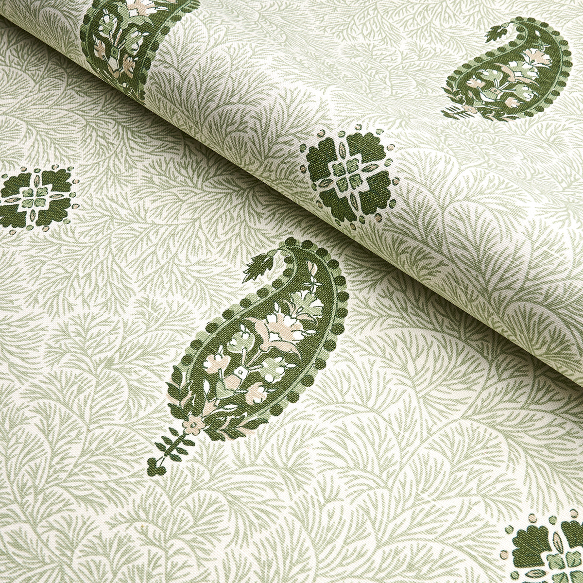 Schumacher Ojai Paisley Leaf Green Fabric 177614