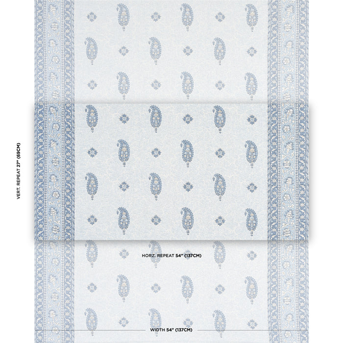 Schumacher Ojai Paisley China Blue Fabric Sample 177615
