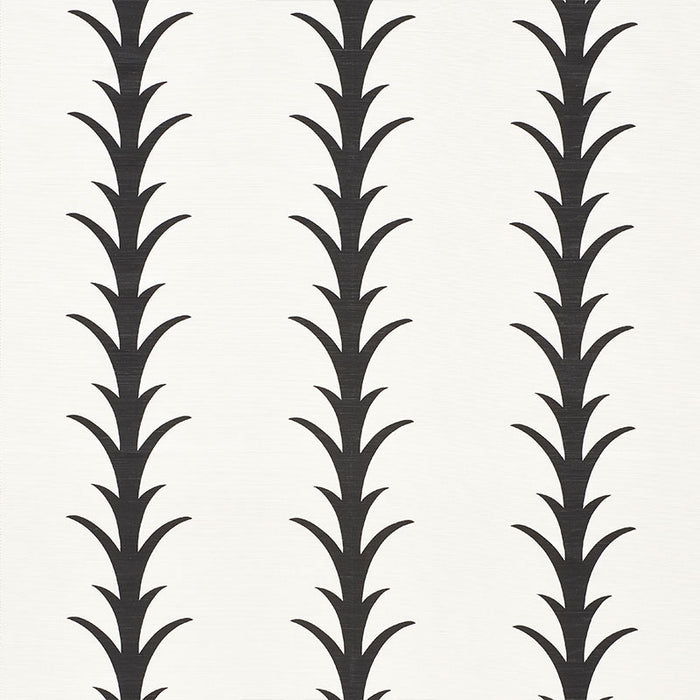 Schumacher Acanthus Stripe Carbon Fabric 177632